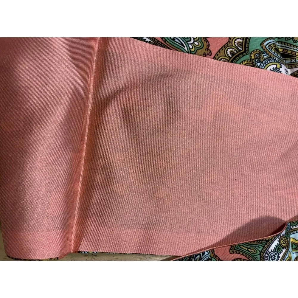 NWT Talbots 100% Silk Skinny Scarf Twilly Paisley Scarf Pink Teal Orange Boho